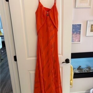 Jonathan Simkhai Vibrant Orange Maxi Dress NWT